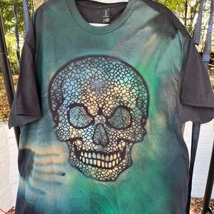 Black and Green Skull Graphic Tee